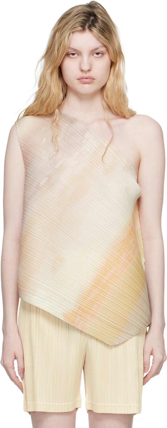 PLEATS PLEASE ISSEY MIYAKE: Beige Sea Bubble Top | SSENSE