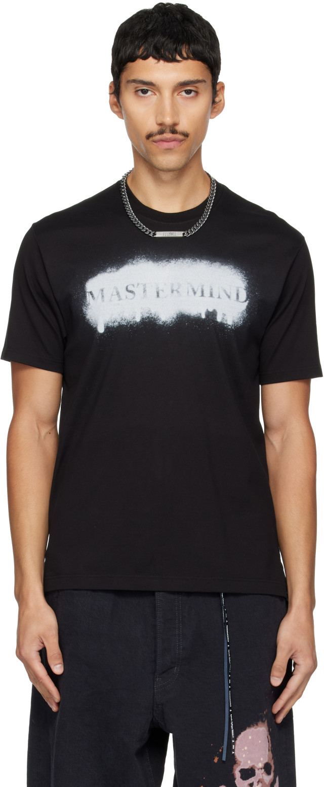 MASTERMIND WORLD: ブラック Spray Art S/S Tシャツ | SSENSE 日本