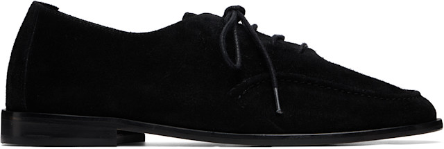 HEREU: ブラック Juliol Lace Up スエード ローファー | SSENSE 日本