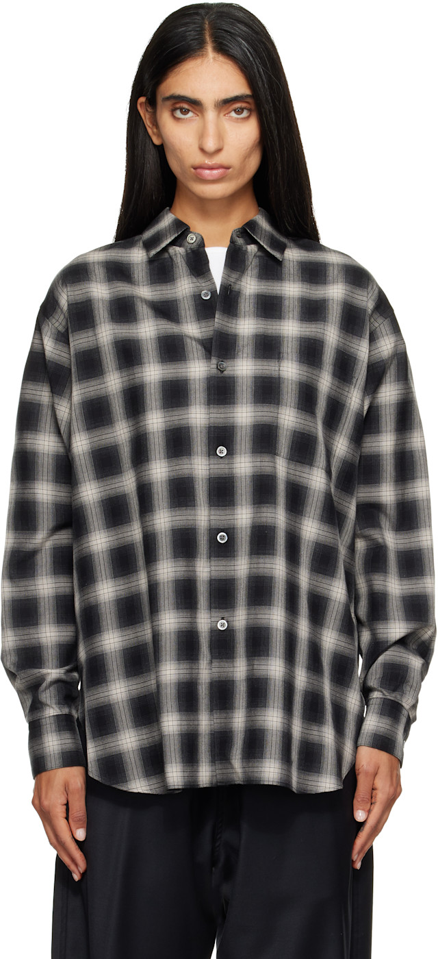 ssstein COTTON OVERSIZED LS SHIRT サイズS ssstein: Black Cotton Oversized LS Shirt | SSENSE