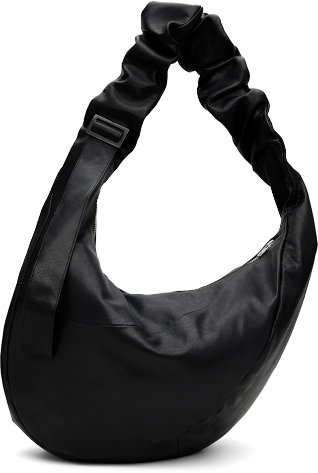 ssstein: Black Goat Leather Twist Shoulder Bag | SSENSE