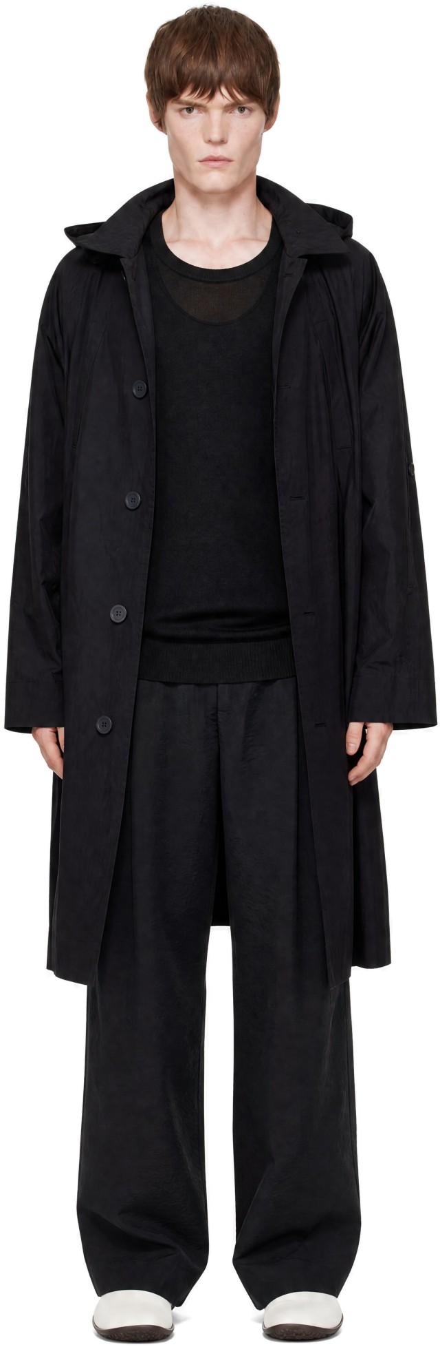 HOMME PLISSÉ ISSEY MIYAKE: Black October Split Coat | SSENSE